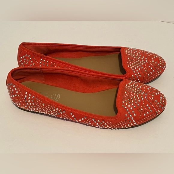 Aldo Khabou Red Rhinestone Embellished Women's Flats - Picture 6 of 16
